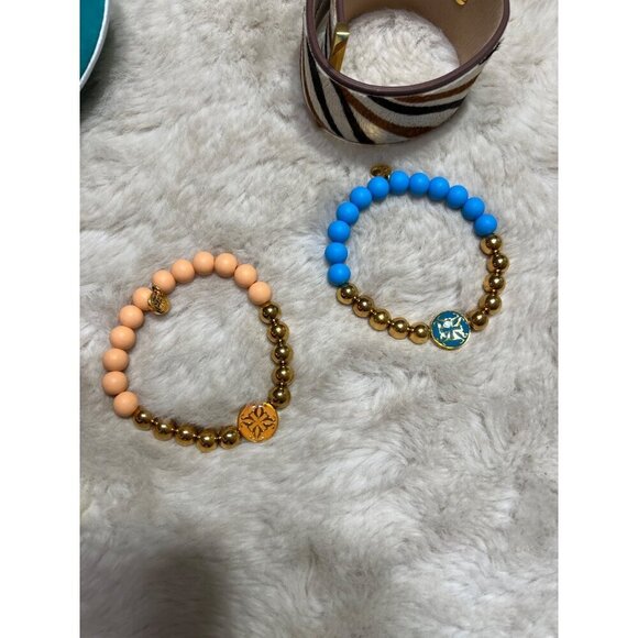 Rustic Cuff 3 bracelet round beaded stretch and cow print bracelet - Picture 6 of 7